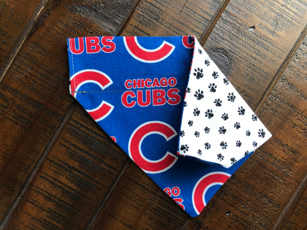 Chicago Cubs Over-the-Collar Reversible Dog Bandana ~ Four Sizes, Optional Personalization