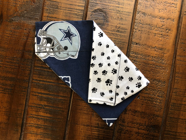 Dallas Cowboys Over-the-Collar Reversible Dog Bandanas ~ Four Sizes, Two Fabric Choices, Optional Personalization
