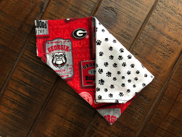 University of Georgia Bulldogs Reversible Over-the-Collar Dog Bandana ~ Four Sizes, Four Fabric Choices, Optional Personalization