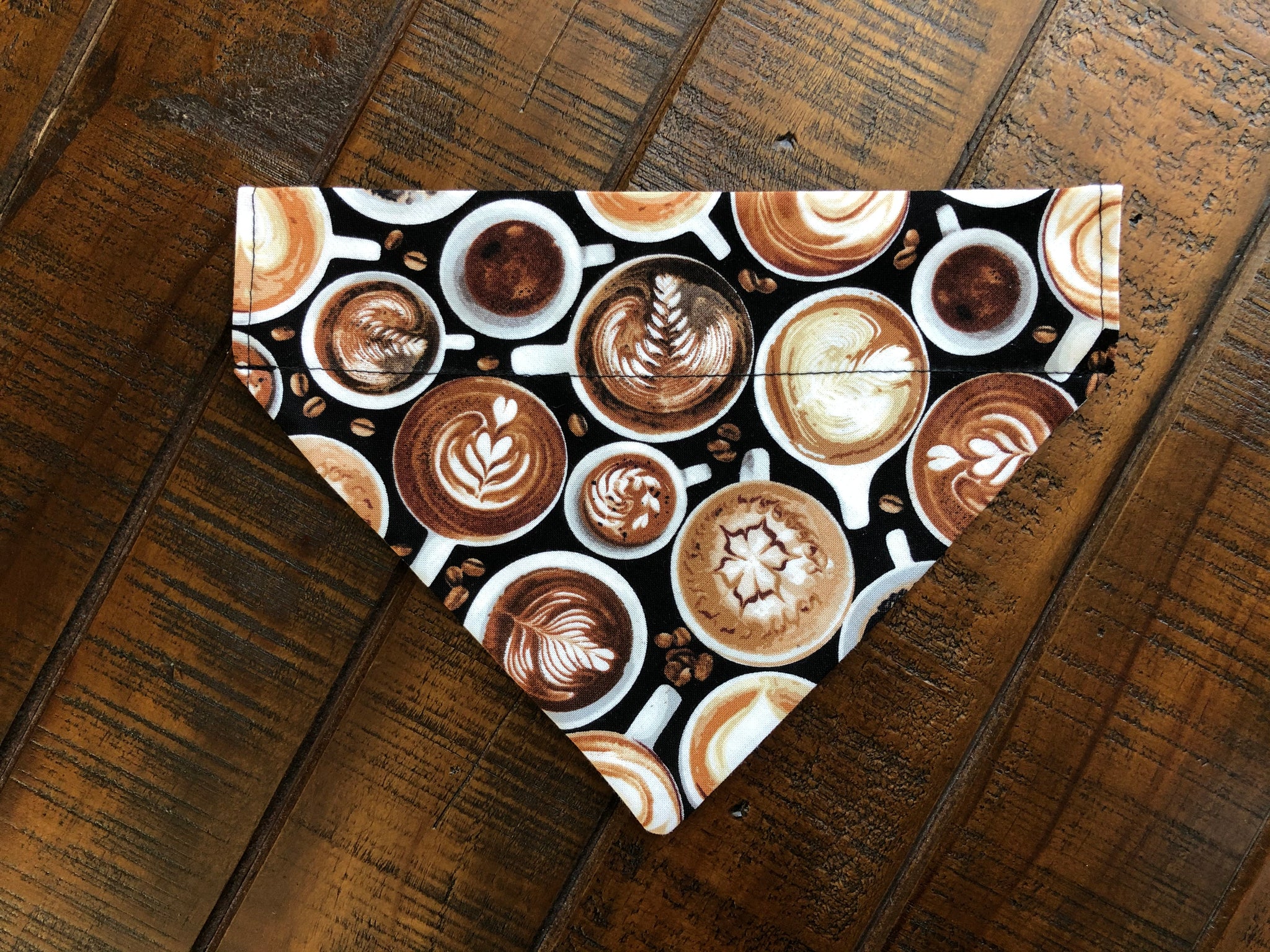 Coffee Lovers Over-the-Collar Reversible Dog Bandanas ~ Four Sizes, Optional Personalization