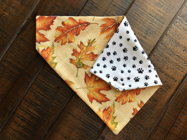 Fall Over-the-Collar Reversible Dog Bandana ~ Five Fabrics, Four Sizes, Optional Personalization