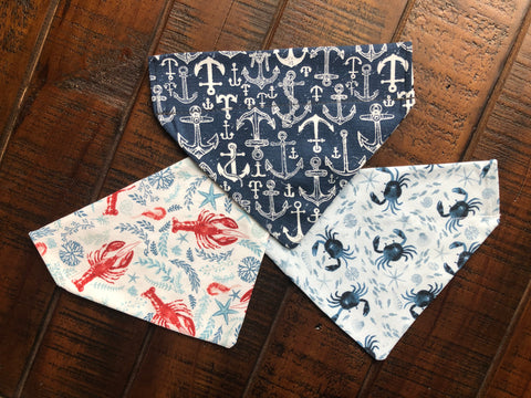 Ocean Over-the-Collar Reversible Dog Bandana ~ Four Sizes, Optional Personalization