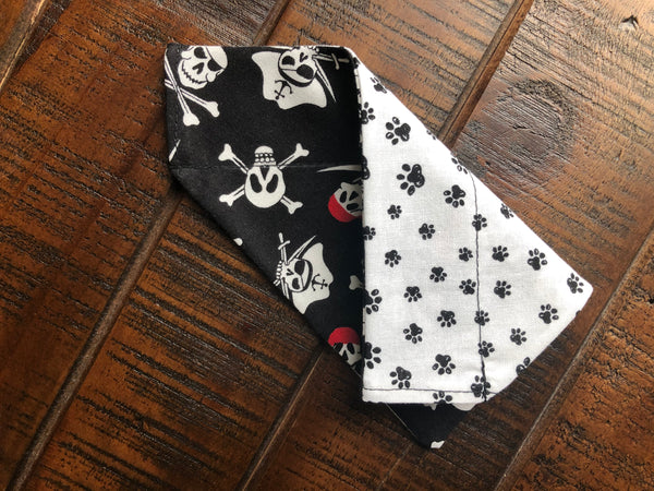 Pirate Over-the-Collar Reversible Dog Bandana ~ Four Sizes, Optional Personalization