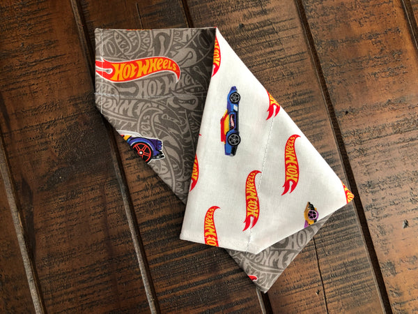 Hot Wheels Over-the-Collar Reversible Dog Bandana ~ Two Fabric Choices, Four Sizes, Optional Personalization