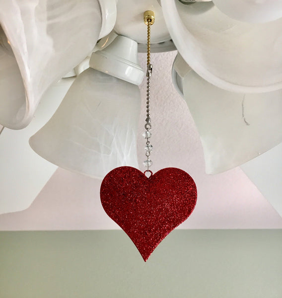 Glitter Heart Ceiling Fan Pull Chain ~ Double Sided