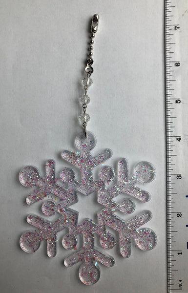 Iridescent Glitter Snowflake Ceiling Fan Pull Chain