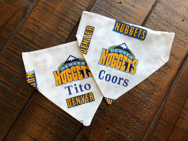 Denver Nuggets Over-the-Collar Reversible Dog Bandana ~ Three Fabric Options, Four Sizes, Optional Personalization