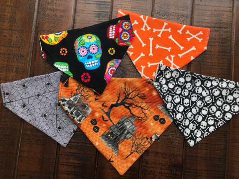 Halloween Over-the-Collar Reversible Dog Bandana ~ Four Sizes, Three Fabric Choices, Optional Personalization