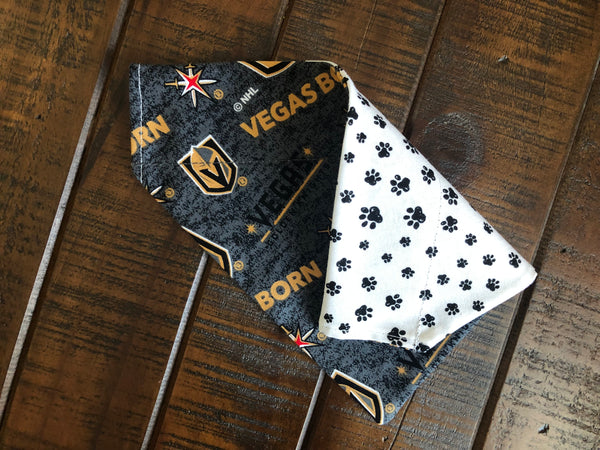 Las Vegas Golden Knights Over-the-Collar Reversible Dog Bandanas ~ Four Sizes, Two Fabric Choices, Optional Personalization