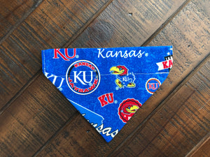 University of Kansas Jayhawks Over-the-Collar Reversible Dog Bandana ~ Four Sizes, Optional Personalization