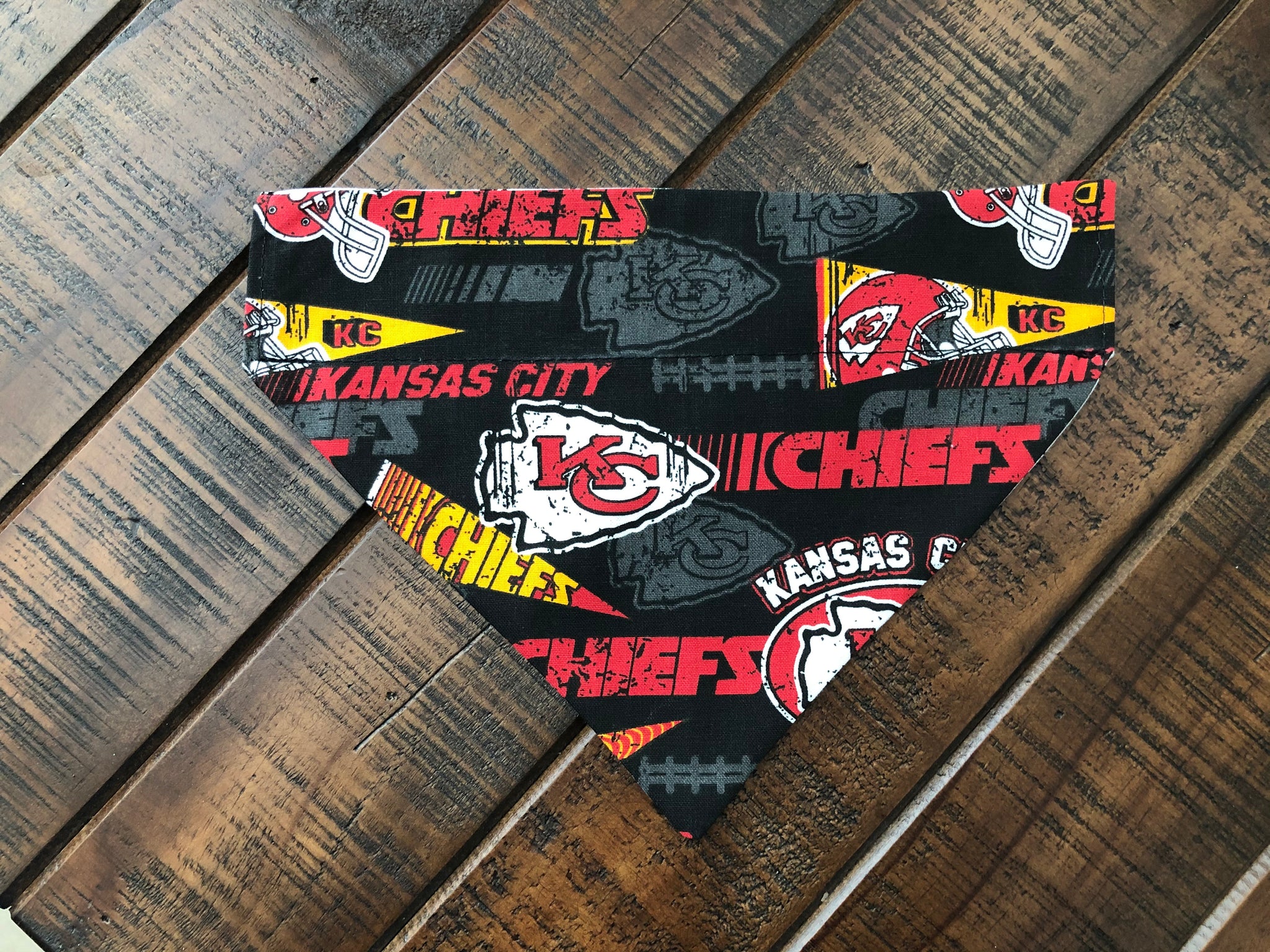 Kansas City Chiefs Over-the-Collar Reversible Dog Bandana ~ Four Sizes, Optional Personalization