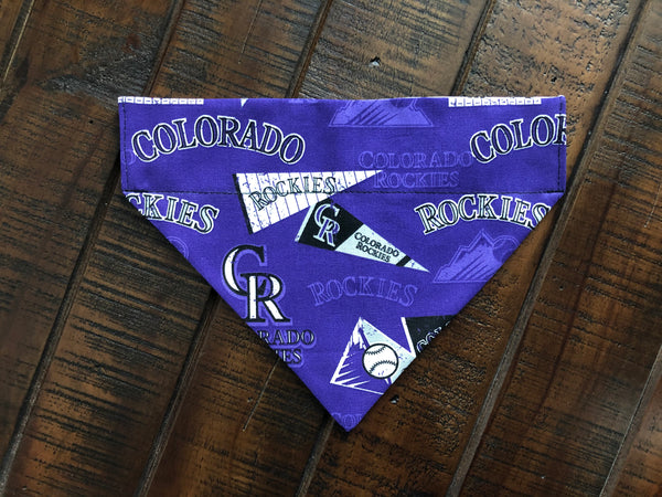 Colorado Rockies Over-the-Collar Reversible Dog Bandanas ~ Four Sizes, Two Fabric Choices, Optional Personalization