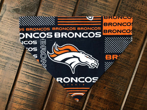 Denver Broncos Over-the-Collar Reversible Dog Bandanas ~ Four Sizes, Three Fabric Choices, Optional Personalization