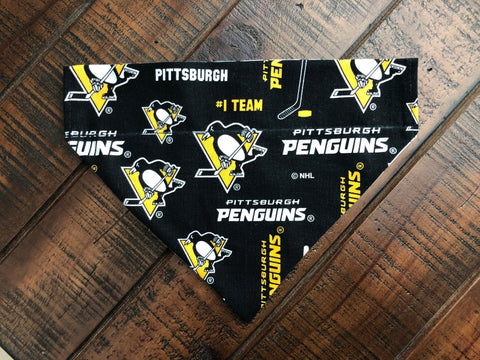 Pittsburgh Penguins Over-the-Collar Reversible Dog Bandana ~ Four Sizes, Optional Personalization