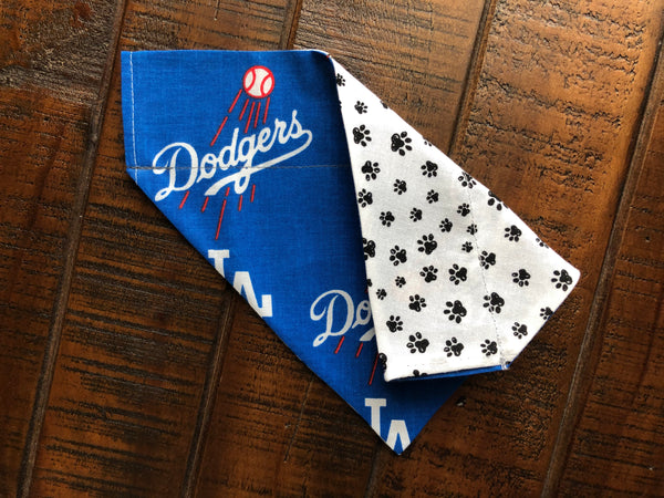 Los Angeles Dodgers Over-the-Collar Reversible Dog Bandanas ~ Four Sizes, Two Fabric Choices, Optional Personalization