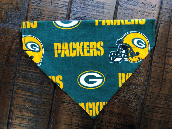 Green Bay Packers Over-the-Collar Reversible Dog Bandana ~ Four Sizes, Optional Personalization