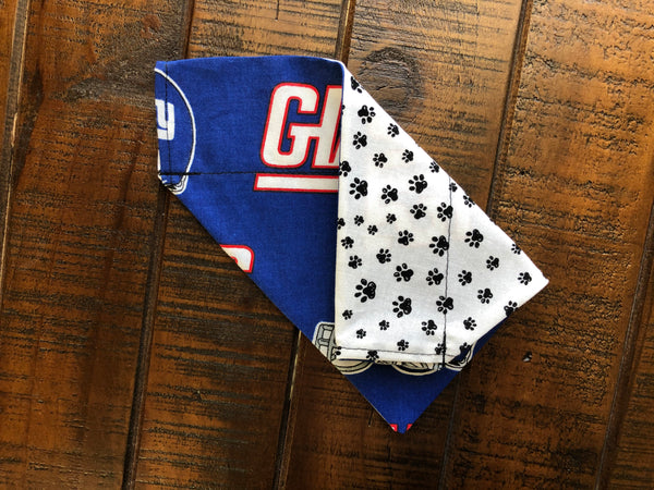 New York Giants Over-the-Collar Reversible Dog Bandana ~ Four Sizes, Optional Personalization