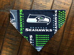 Seattle Seahawks Over-the-Collar Reversible Dog Bandana ~ Four Sizes, Optional Personalization