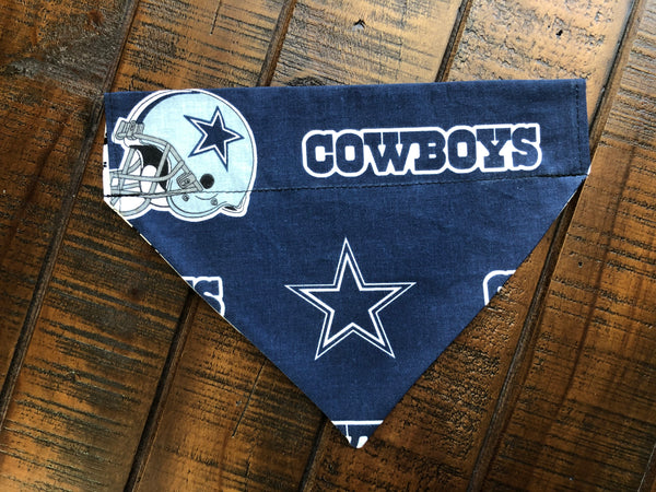 Dallas Cowboys Over-the-Collar Reversible Dog Bandanas ~ Four Sizes, Two Fabric Choices, Optional Personalization