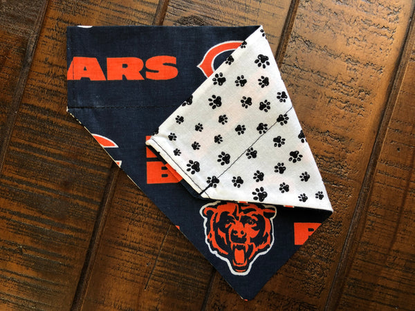Chicago Bears Over-the-Collar Reversible Dog Bandana ~ Four Sizes, Optional Personalization