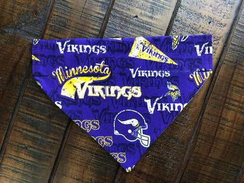 Minnesota Vikings Over-the-Collar Reversible Dog Bandana ~ Four Sizes, Optional Personalization