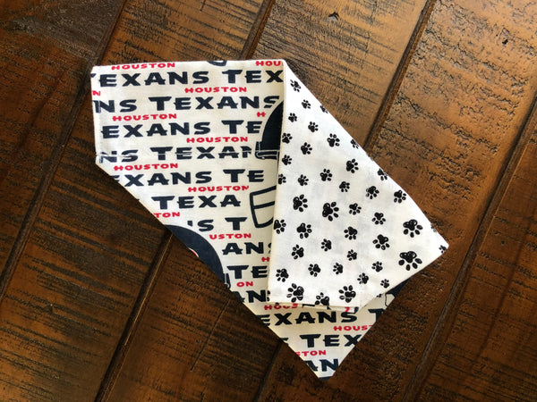 Houston Texans Over-the-Collar Reversible Dog Bandana ~ Four Sizes, Optional Personalization