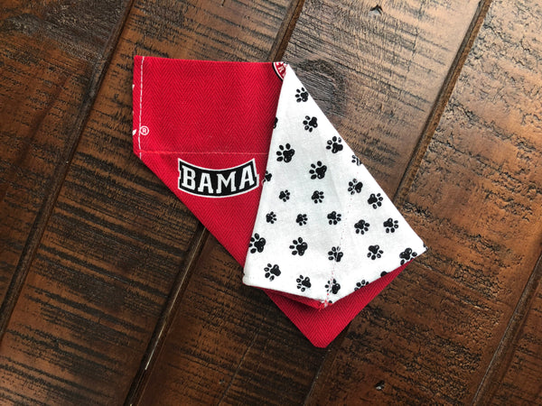University of Alabama Crimson Tide Over-the-Collar Reversible Dog Bandana ~ Two Sizes, Optional Personalization