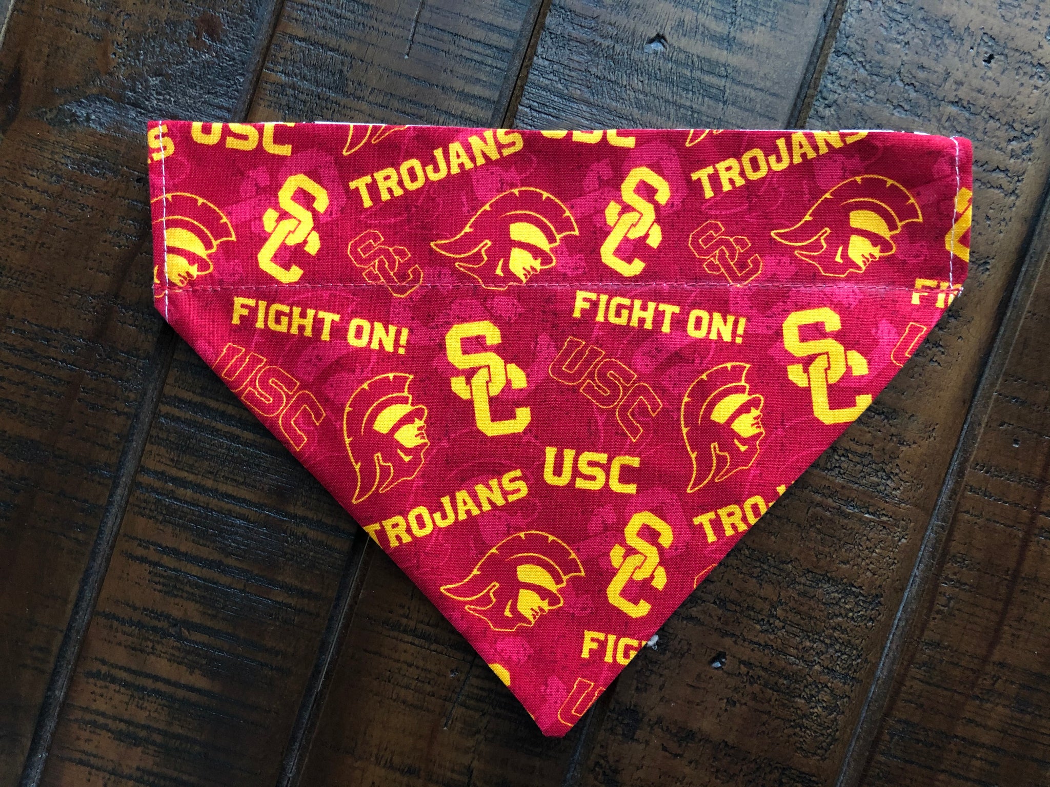 University of Southern California Trojans Over-the-Collar Reversible Dog Bandana ~ Four Sizes, Two Fabric Choices, Optional Personalization