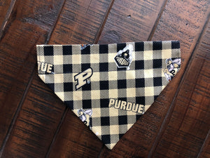 Purdue University Boilermakers Over-the-Collar Reversible Dog Bandana ~ Four Sizes, Optional Personalization
