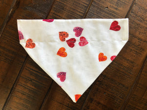 Hearts Over-the-Collar Reversible Dog Bandana ~ Four Sizes, Two Fabric Choices, Optional Personalization