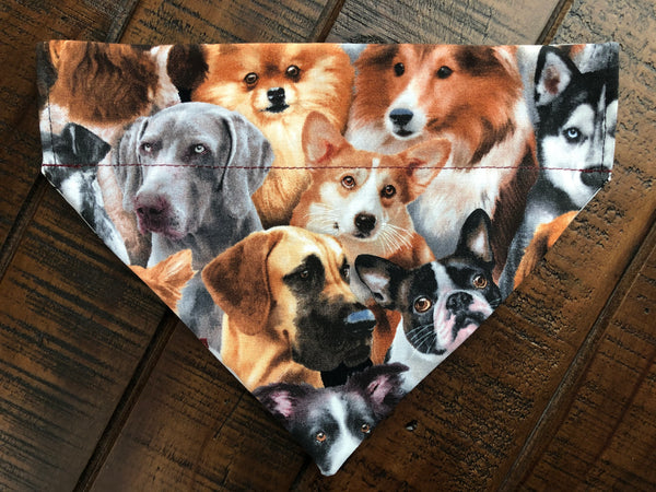 Dog Breeds Over-the-Collar Reversible Dog Bandana ~ Four Sizes, Optional Personalization
