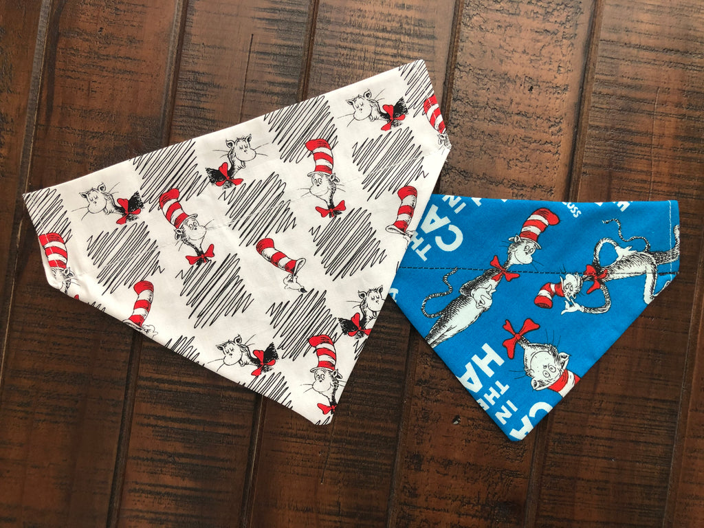 Cat in the Hat Over-the-Collar Reversible Dog Bandana ~ Four Sizes, Tw –  ENestor Products