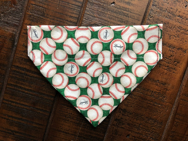 Baseball Over-the-Collar Reversible Dog Bandana ~ Two Sizes, Optional Personalization