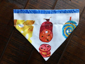 The Very Hungry Caterpillar Over-the-Collar Reversible Dog Bandana ~ Four Sizes, Two Fabric Choices, Optional Personalization
