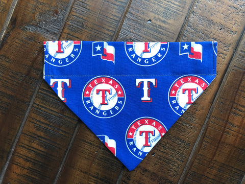 Texas Rangers Over-the-Collar Reversible Dog Bandana ~ Four Sizes, Optional Personalization