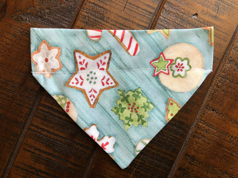 Christmas Cookies Over-the-Collar Reversible Dog Bandana ~ Four Sizes, Optional Personalization
