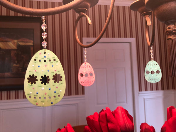 Wooden Easter Egg Chandelier Charms ~ Set of 3
