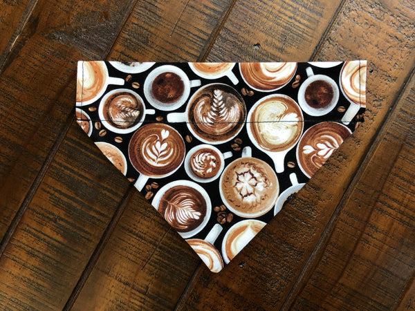 Coffee Lovers Over-the-Collar Reversible Dog Bandanas ~ Four Sizes, Optional Personalization