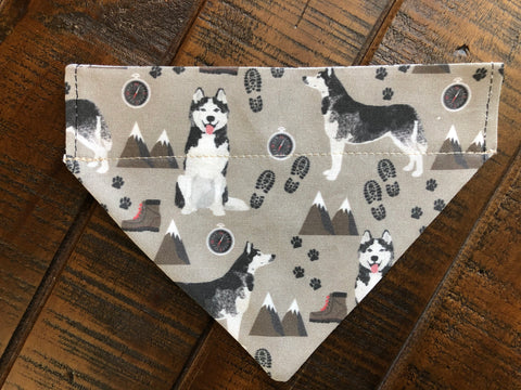 Husky Over-the-Collar Reversible Dog Bandana ~ Four Sizes, Optional Personalization