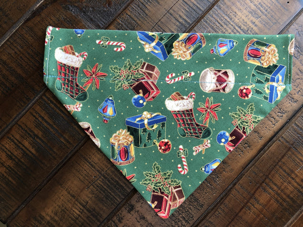 Christmas Over-the-Collar Reversible Dog Bandana ~ Six Fabrics, Four Sizes, Optional Personalization