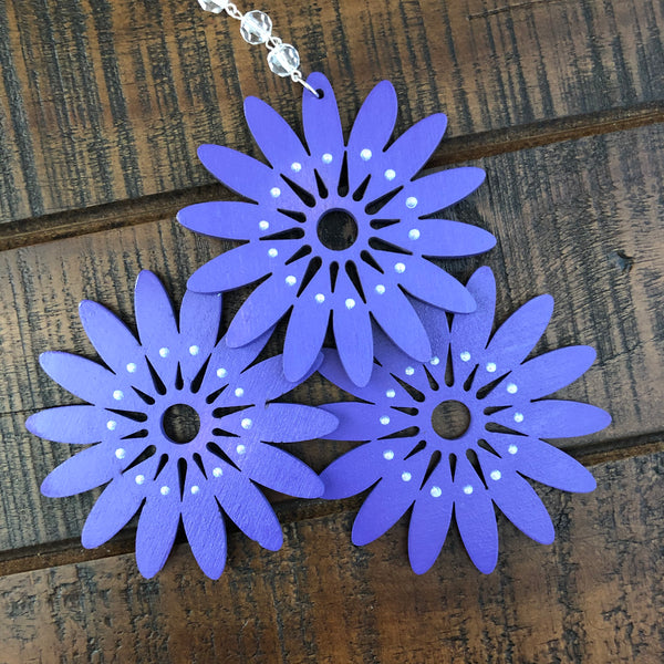 Wooden Flower Chandelier Charms ~ Set of 3, Seven Color Choices