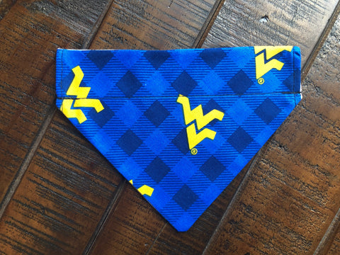 West Virginia University Mountaineers Over-the-Collar Reversible Dog Bandana ~ Four Sizes, Optional Personalization