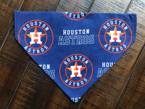 Houston Astros Over-the-Collar Reversible Dog Bandana ~ Three Sizes, Optional Personalization
