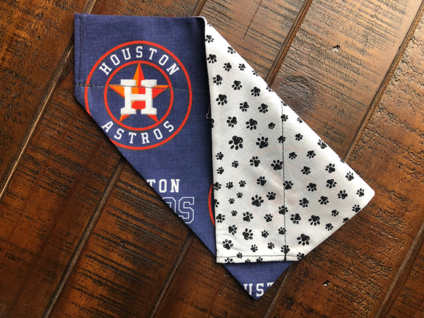 Houston Astros Over-the-Collar Reversible Dog Bandana ~ Three Sizes, Optional Personalization