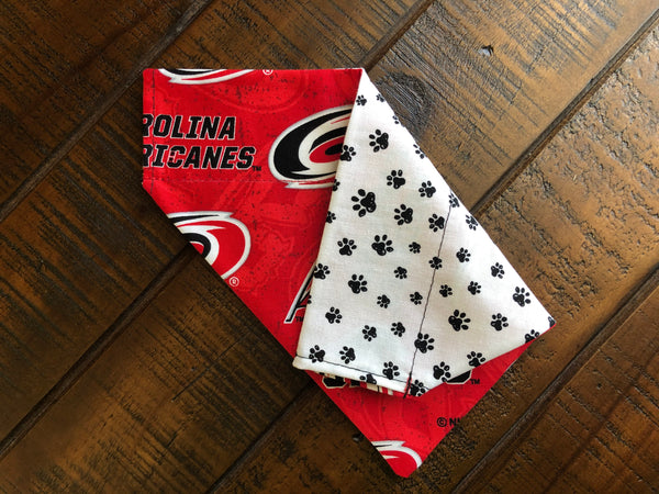 Carolina Hurricanes Over-the-Collar Reversible Dog Bandana ~ Four Sizes, Optional Personalization