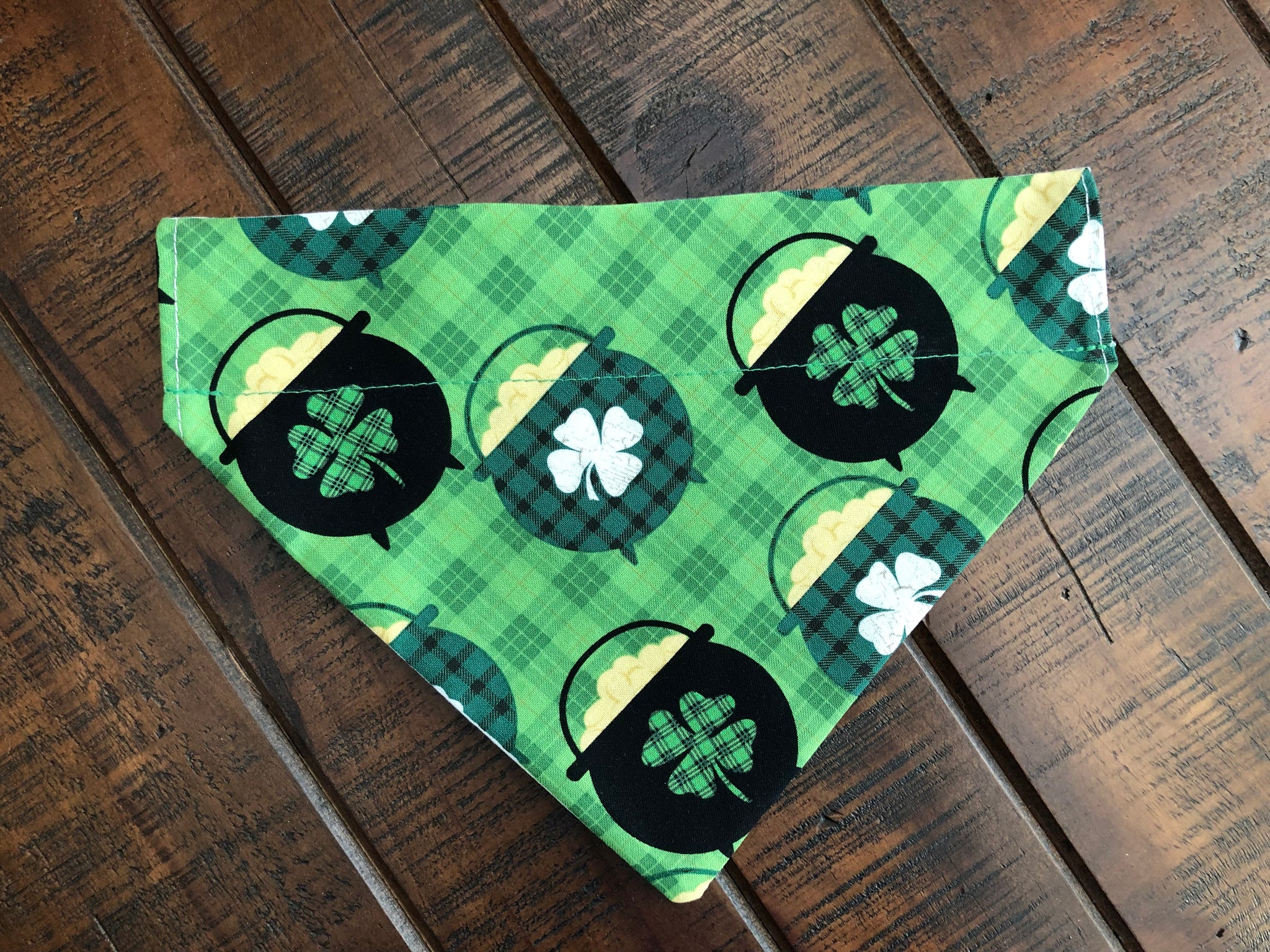 St. Patrick's Day Over-the-Collar Reversible Dog Bandana ~ Four Sizes, Two Fabric Choices, Optional Personalization