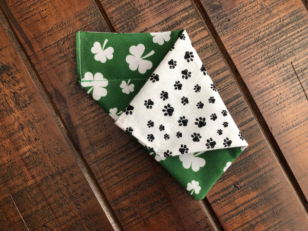 St. Patrick's Day Over-the-Collar Reversible Dog Bandana ~ Four Sizes, Two Fabric Choices, Optional Personalization