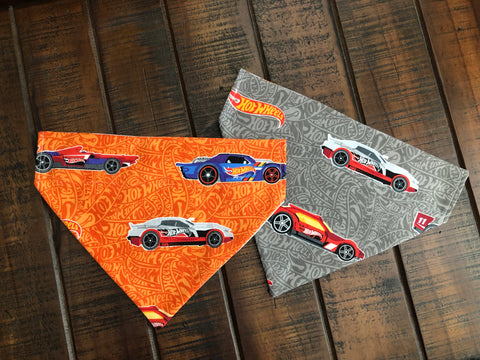 Hot Wheels Over-the-Collar Reversible Dog Bandana ~ Two Fabric Choices, Four Sizes, Optional Personalization