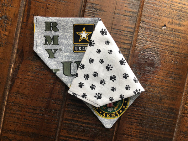 Military Over-the-Collar Reversible Dog Bandana ~ Four Fabric Options, Four Sizes, Optional Personalization