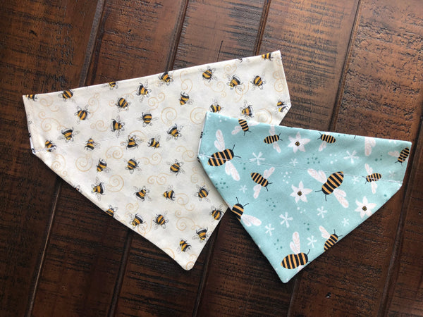 Bumble Bee Over-the-Collar Reversible Dog Bandana ~ Four Sizes, Optional Personalization